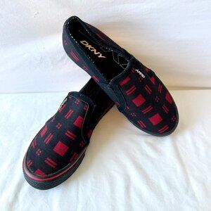 DKNY Red and Black Plaid Slip on Shoes, FX-514, Size 9, MINT Condition!
